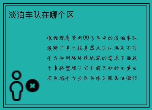 淡泊车队在哪个区